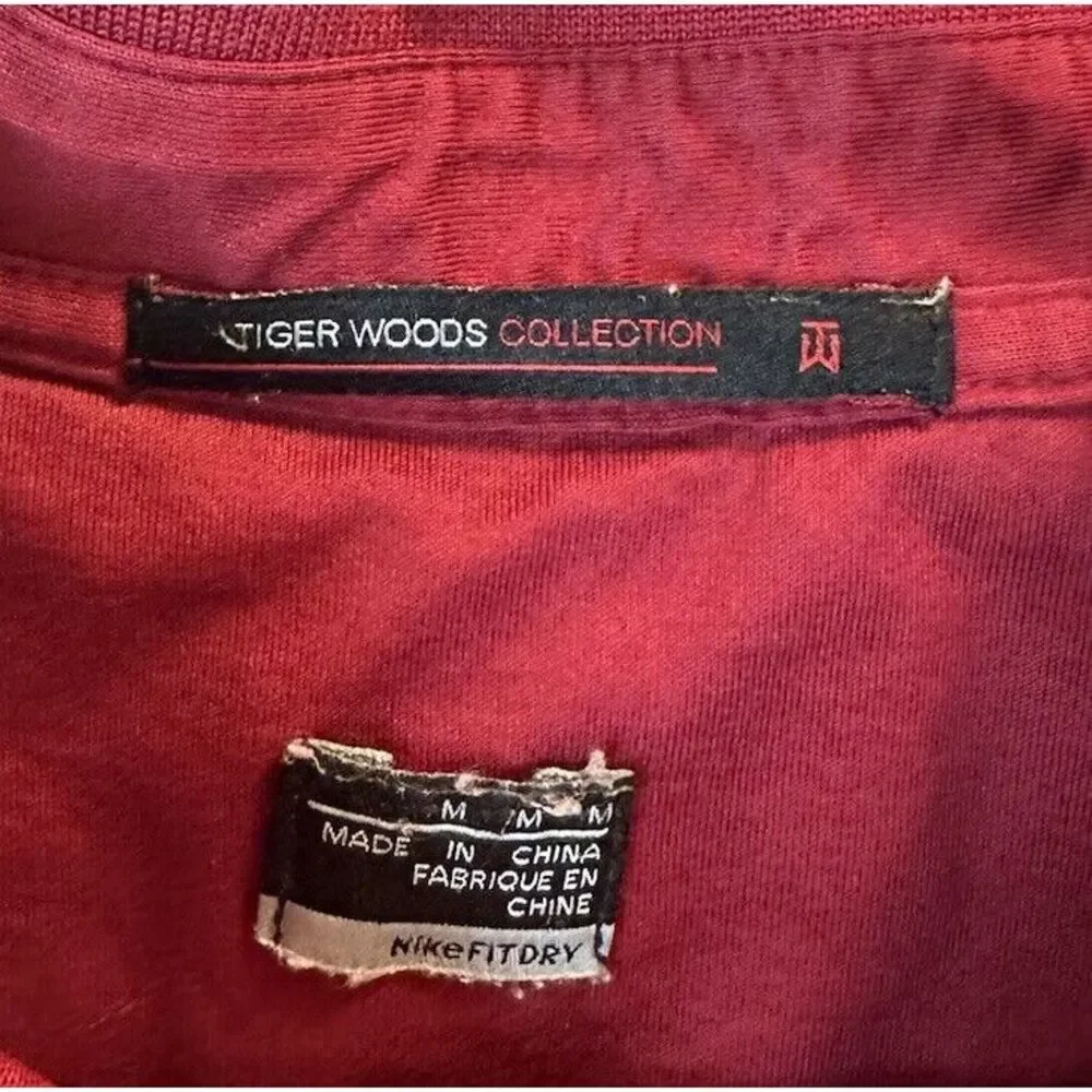Vintage Nike Golf Polo Shirt Mens Medium Collar‎ Tiger Woods Red Stanford Logo